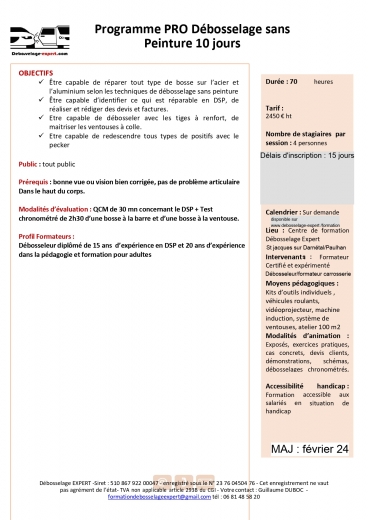 programme pédagogique PRO